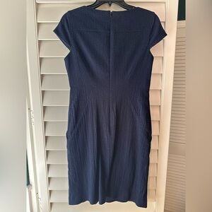 Brooks Brothers Textured Navy Midi Dress